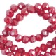 Faceted glass beads 8x6mm disc Tamale red-pearl shine coating